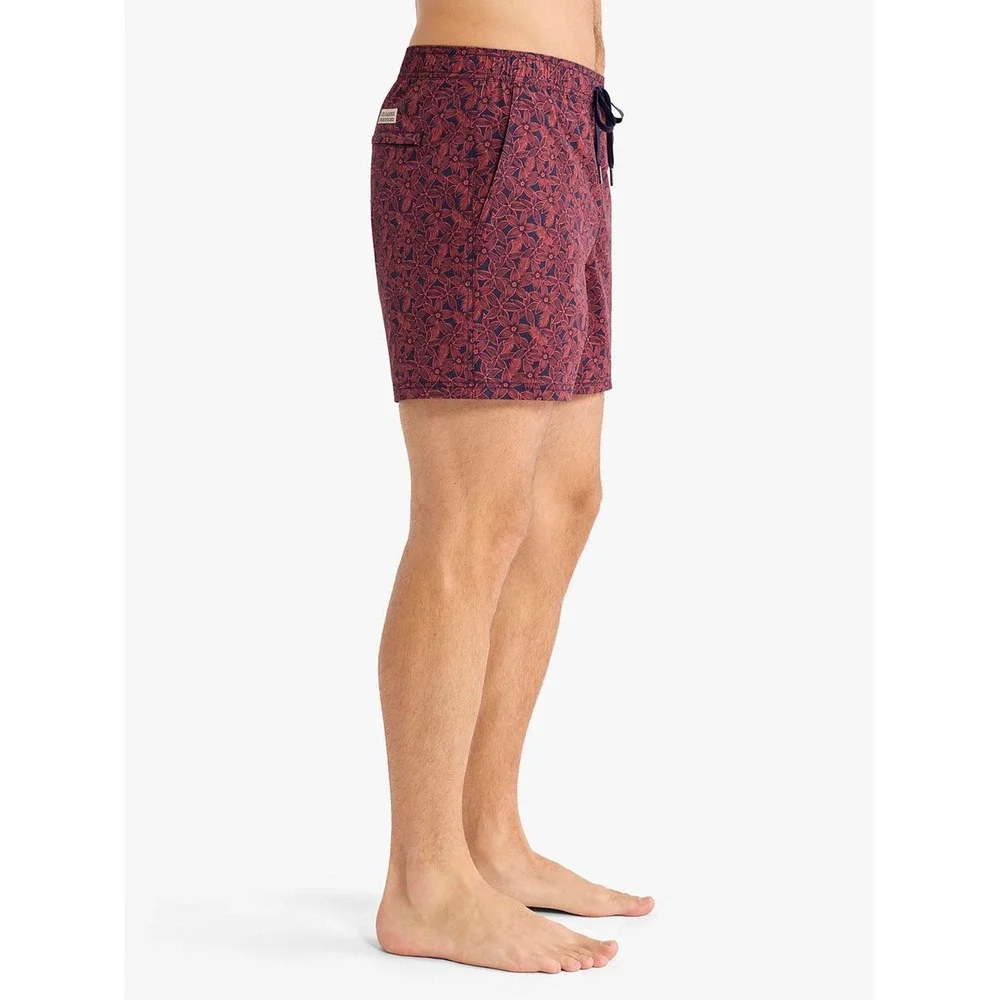 Fair Harbor Mens The Anchor Swim Shorts Floral Blue Red XXL 8 Inch Inseam